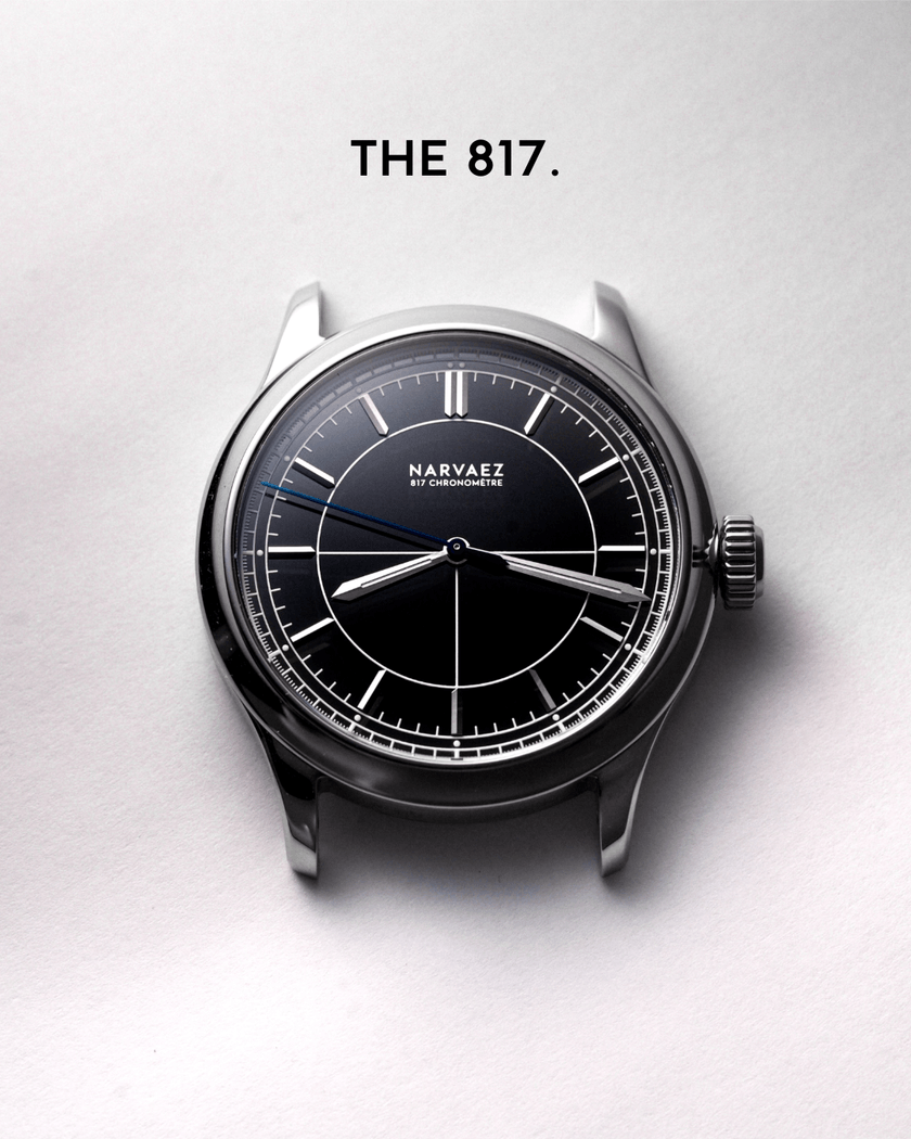 NARVAEZ 817 Chronomètre — black sector dial, titanium case, suede strap